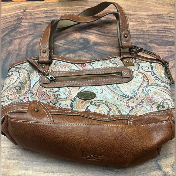 b.o.c. Handbags - b.o.c. Tan and Multicolor Paisley Shoulder Bag